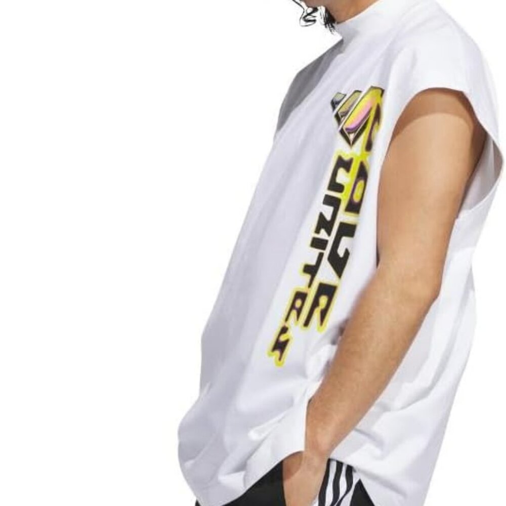 NWT  L adidas Pride Graphic Tank Top LGBTQ+ Rainbow Athletic Sleeveless White